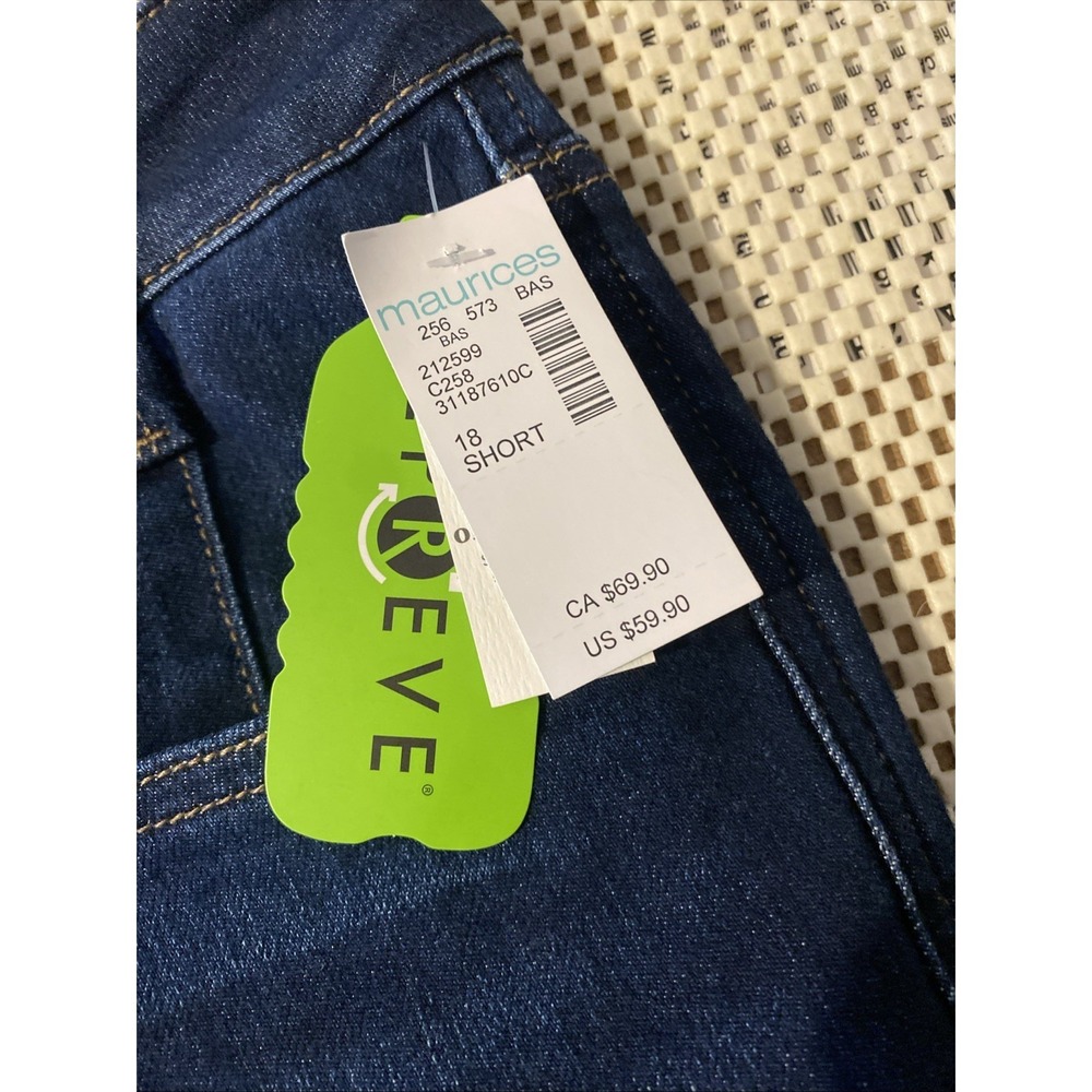 Maurice's Everflex 18 Short Original Fit Slim Bootcut Slits Dark - Picture 5 of 6